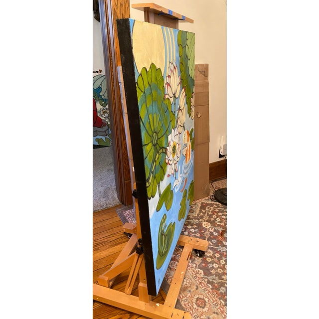 Contemporary Gassho Lotus Original Oil Painting Stephen McDonough For Sale - Image 3 of 3