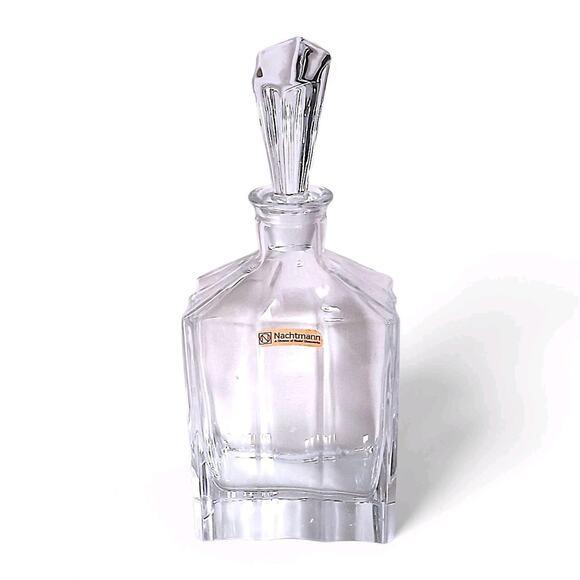 Glass 1970s Nachtmann Decanter Leaded Crystal Clear Whiskey Bar Square Classy Luxury For Sale - Image 7 of 11