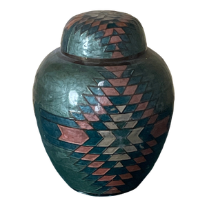 Vintage Enameled Brass Ginger Jar