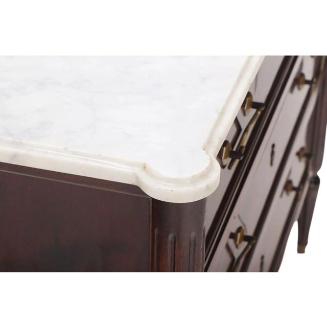Early 20th Century French Louis XVI Style Mahogany Marble Commode For Sale - Image 5 of 5