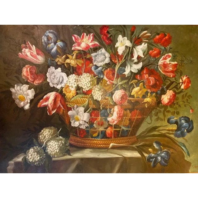 Copper Still Life Flower Bouquet Oil on Canvas, Modern Style, Framed, 1980s For Sale - Image 8 of 12