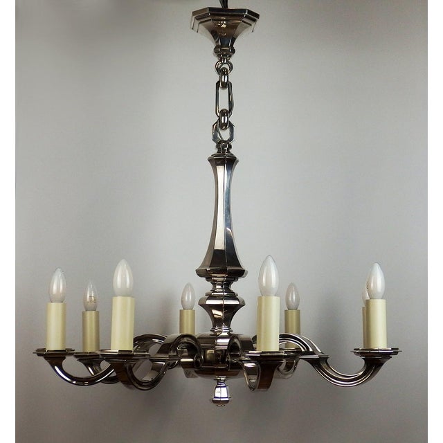 Art Deco Chandelier in Silvered Bronze, 1930s For Sale - Image 12 of 12