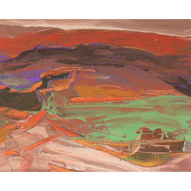 1980s “Deep Purple Dream” Abstract Acrylic Landscape Painting by Harry Hilson For Sale - Image 4 of 8