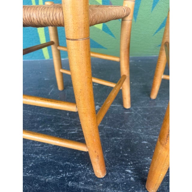 Vintage Beechwood and Rush Ladderback Dining Chairs - 4 For Sale - Image 10 of 12