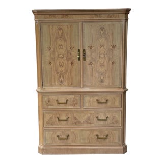 Drexel Heritage Corinthian Collection Burl Wood Finish Armoire For Sale