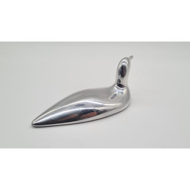 Metal Hoselton Swan Sculpture in Polished Aluminum, 1970s For Sale - Image 7 of 12