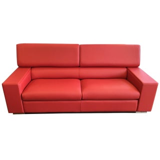 Natuzzi for Maurice Villency Red Leather Couch Made in Italy For Sale