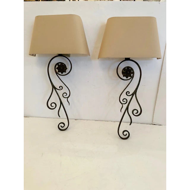 Antique Wrought Iron Wall Sconces -A Pair For Sale - Image 10 of 10