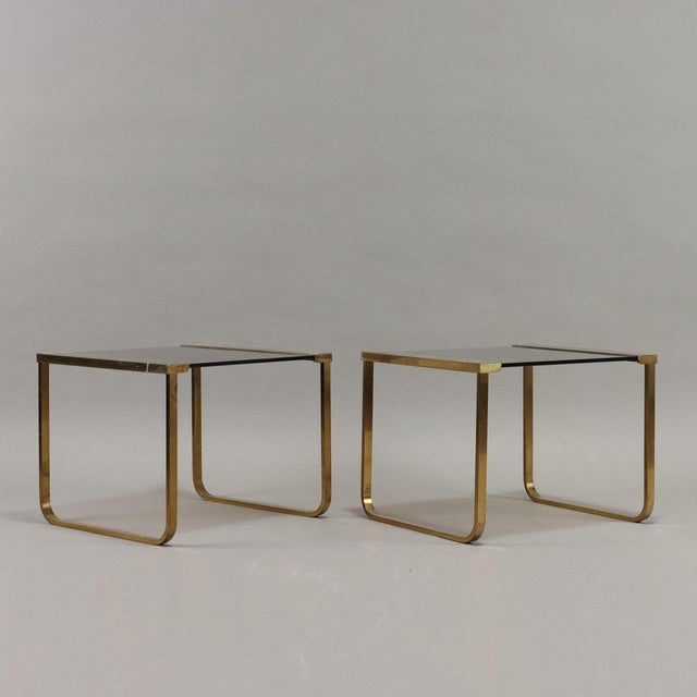 Vintage Bedside Tables in Brass and Smoked Glass, Italy, 1960s, Set of 2 For Sale - Image 9 of 10