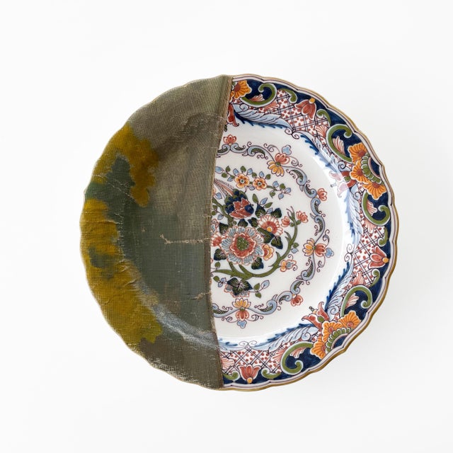 2020s Contemporary Installation of Ceramic Plates and Oil on Canvas - "Mimosas in Green Vase" - Set of 8 For Sale - Image 5 of 12