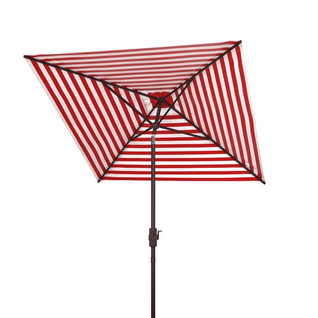 Athens 7.5 Ft Square Crank Umbrella, Red With White Understripe For Sale In Philadelphia - Image 6 of 6