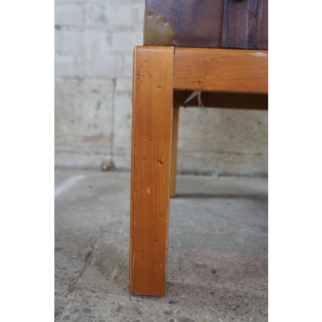 1994 Leather Steamer Trunk Side Table For Sale - Image 4 of 12