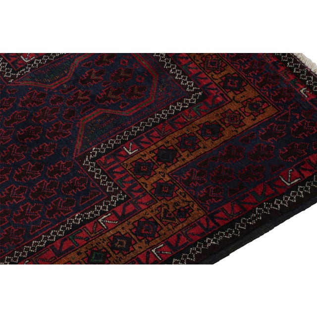 Rug & Kilim Rug & Kilim’s Baluch Tribal Rug in Navy Blue With Mihrab and Geometric Patterns For Sale - Image 4 of 7