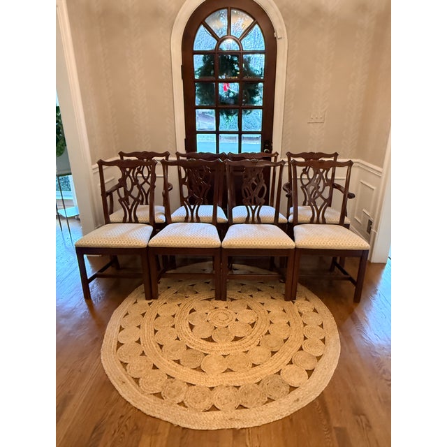 Brown Set of 8 Thomasville Winston Court Chippendale Chairs For Sale - Image 8 of 11