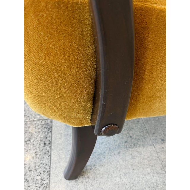 Mustard Alfred Christensen Danish Modern Wingback Armchair in Dedar Mohair For Sale - Image 8 of 12