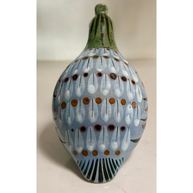 Late 20th Century 1960's Boho Chic Folk Art Mexican Tonala Hand Painted Quail, Artist Signed For Sale - Image 5 of 8