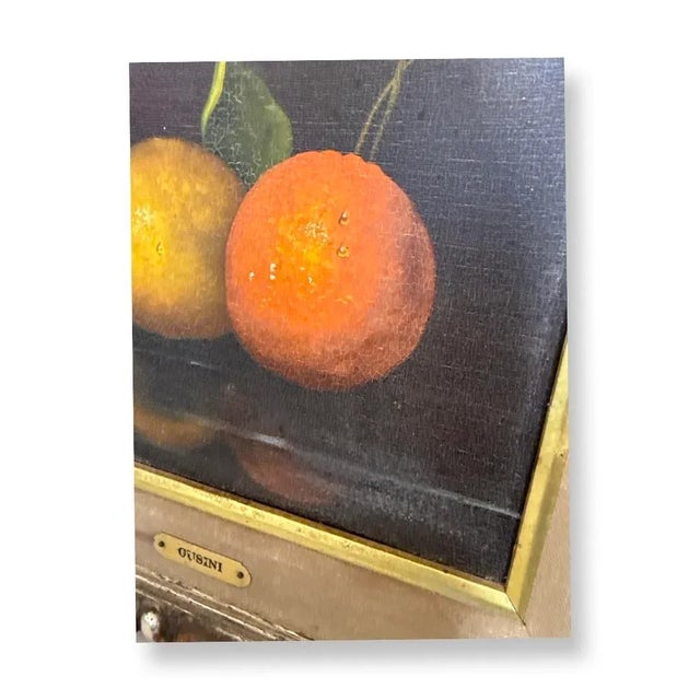 Vintage Italian Oil on Canvas Painting of Lemon and Orange Fruit Signed For Sale - Image 4 of 4