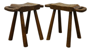 Vintage Rustic Stools, 1950s, Set of 2