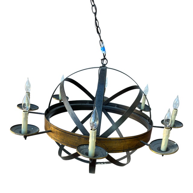 Mid 20th Century Metal Armillary Sphere Chandelier For Sale