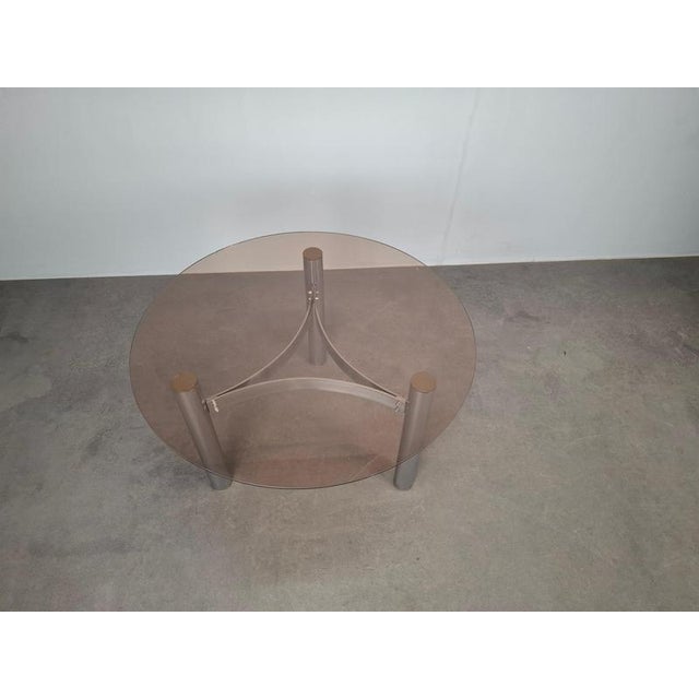 Mid-Century Modern Czechoslovak Smoked Glass Coffee Table in Chrome Metal, 1970s For Sale - Image 6 of 14
