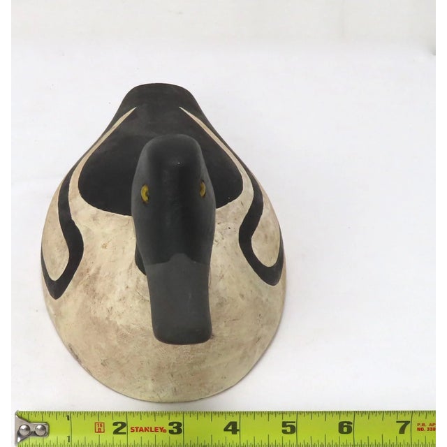 Vintage Hand Carved & Hand Painted Pine Wood Duck Decoy From Maine For Sale - Image 11 of 13