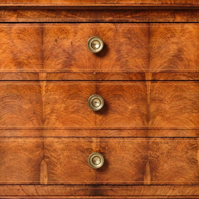 French Louis Philippe Style Walnut Marble Top Commode, Circa 1960 For Sale - Image 9 of 9