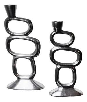 Circle Candlesticks attributed to Matthew Hilton, England, 1980s, Set of 2