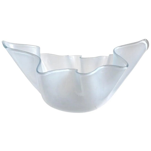 Venini Murano Fulvio Bianconi Vintage Gray Opalino Italian Art Glass Mid Century Sculptural Vase Bowl For Sale In Orlando - Image 6 of 6