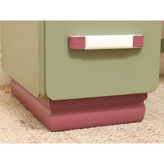 Mint Vintage Mint Green Writing Desk With Wood-Tone Details For Sale - Image 8 of 12