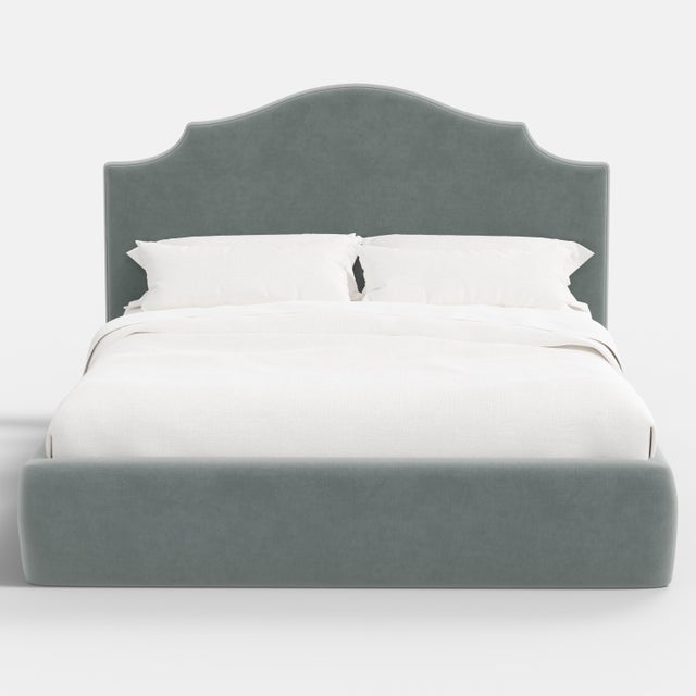 Spritely Home Tori Platform Bed in Lichen Slub Velvet, King For Sale - Image 4 of 7