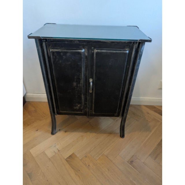 Vintage Industrial Cabinet in Steel Cabinet with Glass Top, Pre-1900s For Sale - Image 14 of 17