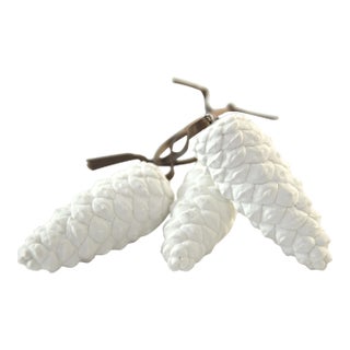 Snowy White Pinecone Ornament - Set of 3 For Sale