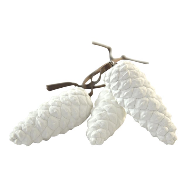 Snowy White Pinecone Ornament - Set of 3 For Sale