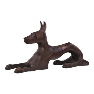 French Modernist Bronze Sculpture of a Stylized Dog, C. 1940. For Sale