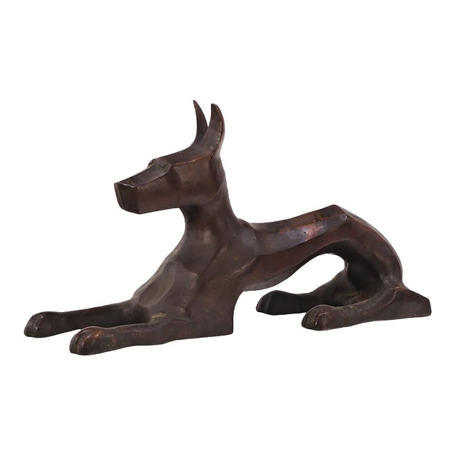 French Modernist Bronze Sculpture of a Stylized Dog, C. 1940. For Sale