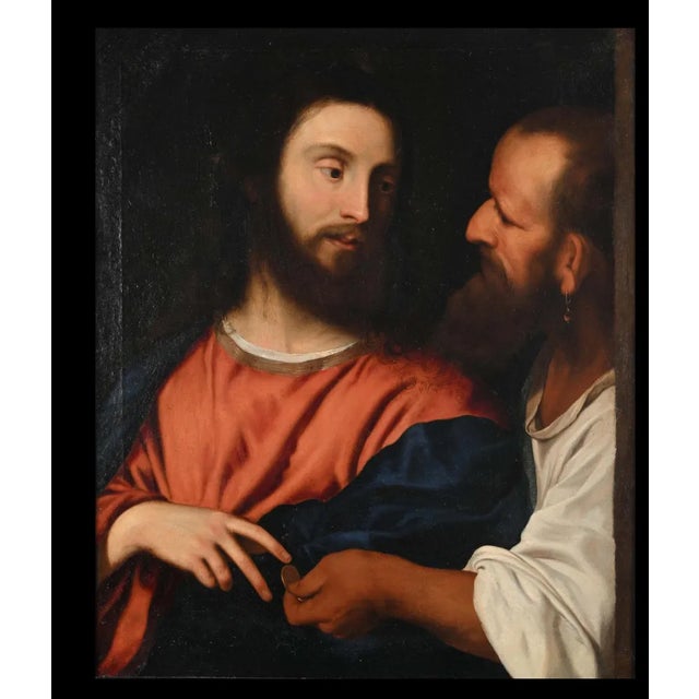 Venetian Tiziano School Artist, Christ of the Coin, 17th Century, Oil on Canvas For Sale - Image 4 of 6