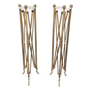 Empire Style Brass and Marble Pedestals, 1970s, Set of 2 For Sale