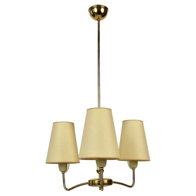 Modern 3-Arm Chandelier in Brass and Glass by Rupert Nikoll, Austria, 1950s For Sale - Image 15 of 15
