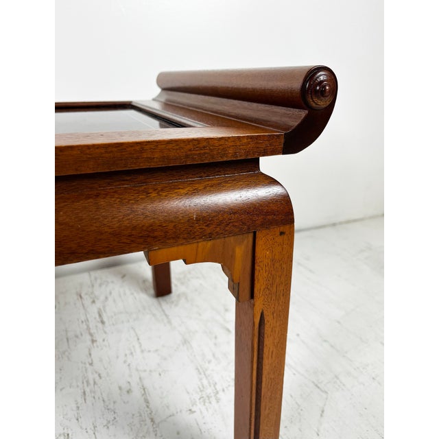 Mid Century Mahogany Scroll Top Coffee Table For Sale - Image 4 of 11