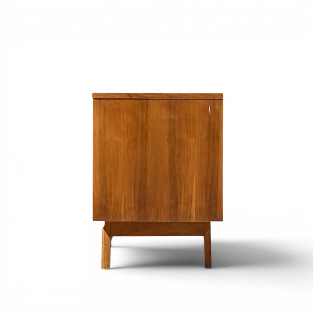 Mid 20th Century Young Manufacturing Mid Century Walnut and Burlwood Sliding Door Credenza and Hutch For Sale - Image 5 of 12