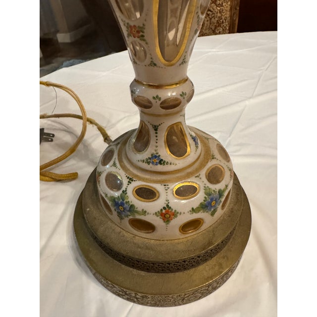 Vintage Bohemian Cased Glass a White Glass Overlay Cut Back to Reveal an Inner Layer of Clear or Colored Glass. For Sale In Las Vegas - Image 6 of 9