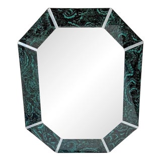 Modern Églomise Malachite Octagonal Mirror For Sale