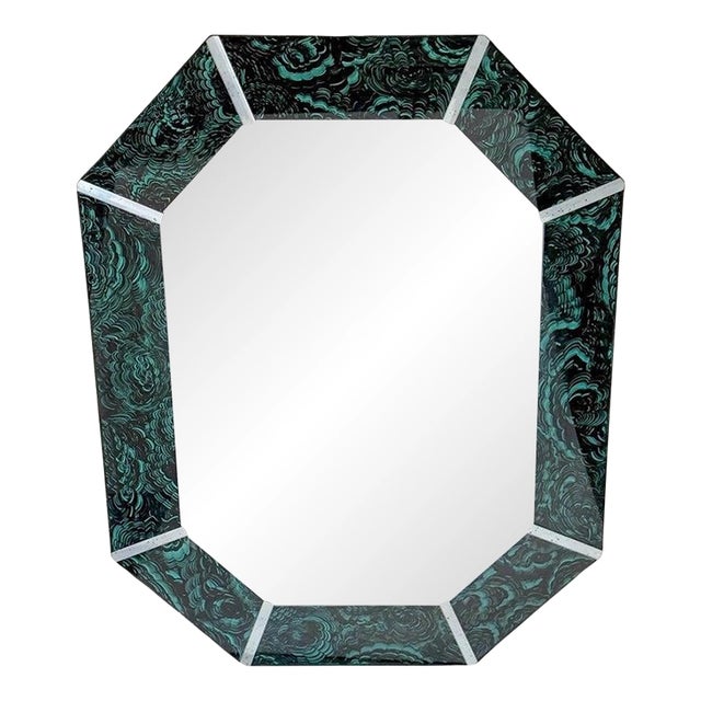 Modern Églomise Malachite Octagonal Mirror For Sale
