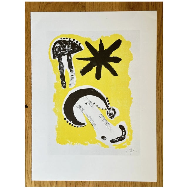 Joan Miró Joan Miró Yellow & Black Abstract Lithograph Book Plate, Mid-20th Century For Sale - Image 4 of 6
