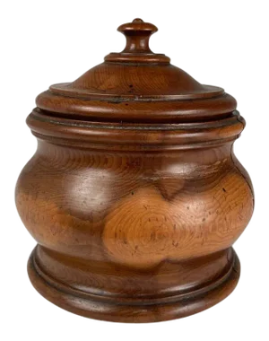 18th Century English Treen Yew Wood Lidded Jar
