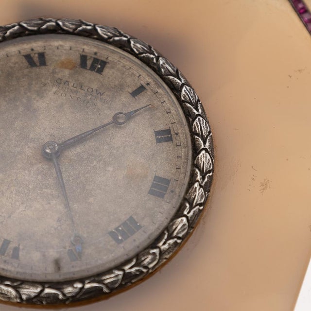 20th Century Silver & Agate Clock from Callow of Mount Street, London, 1910 For Sale - Image 14 of 18