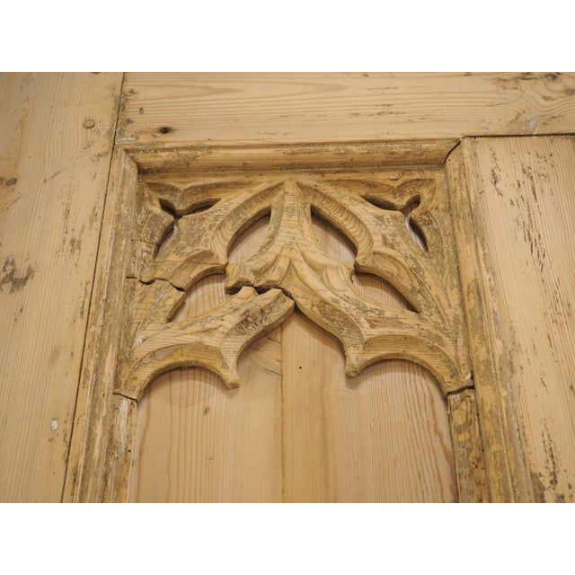 Pair of Large 19th Century French Gothic Style Doors in Carved Pine For Sale - Image 12 of 12