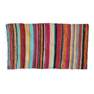 Jubilee Stripe Recycled Sari Rug 40" X 60" For Sale