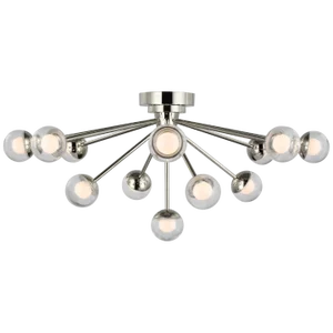 Kate Spade New York for Visual Comfort Signature Alloway 30" Flush Mount in Polished Nickel with Clear Glass