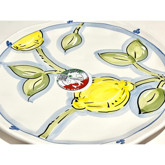 White Handpainted Italian Lemon Dinner Plates Blue White Citrus Dining - Set of 12 For Sale - Image 8 of 13